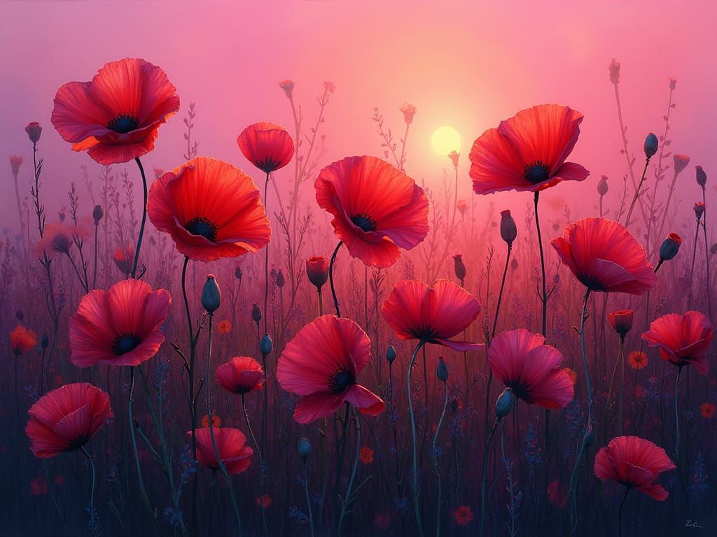 Enchanted Poppies in Soft Evening Hues