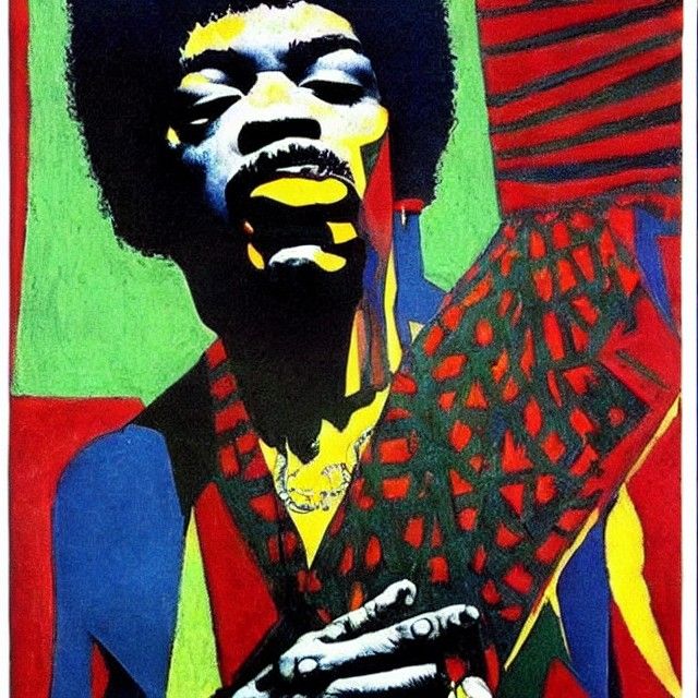 Jimi Hendrix Portrait in Cubist Style