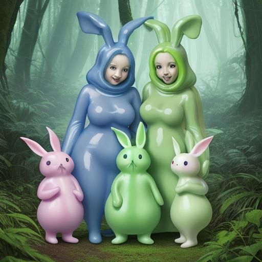 Slime Bunny Family in Enchanted Forest