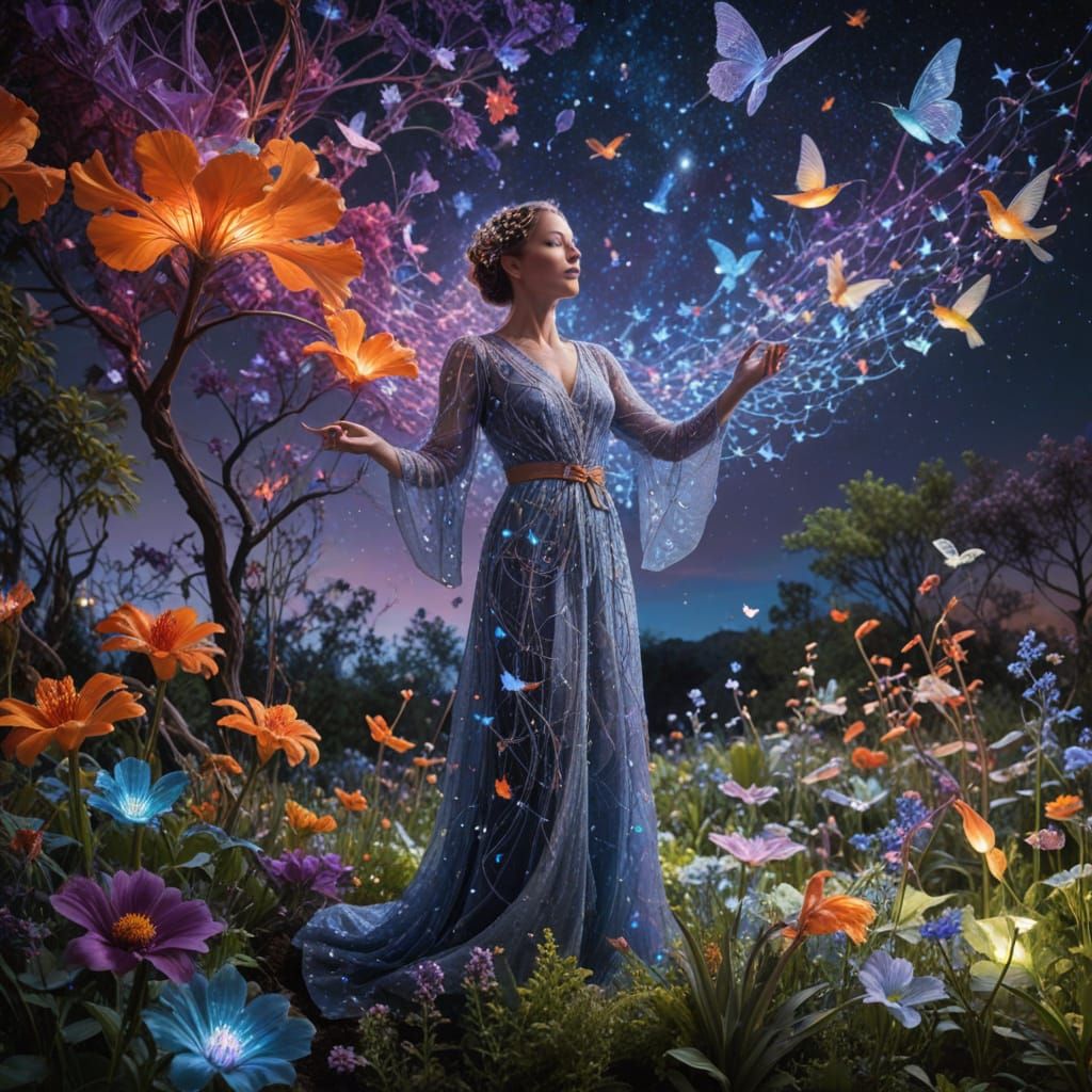 Ethereal Conductor Transforms into Musical Notes and Birds