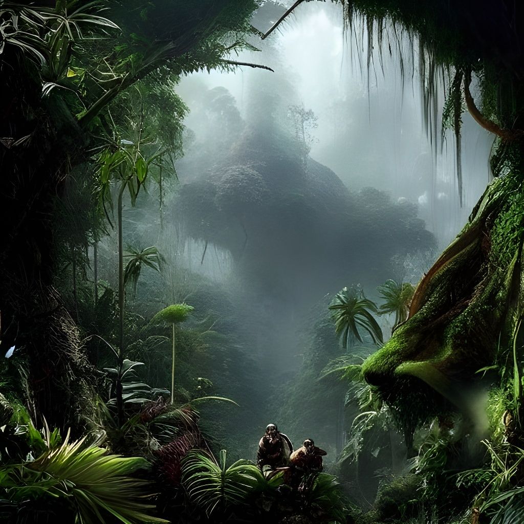 Epic Jungle Scene: Detailed Digital Matte Painting
