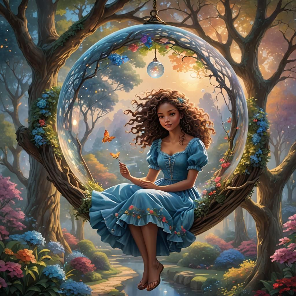 Girl in Glass Ball: Ethereal Digital Art