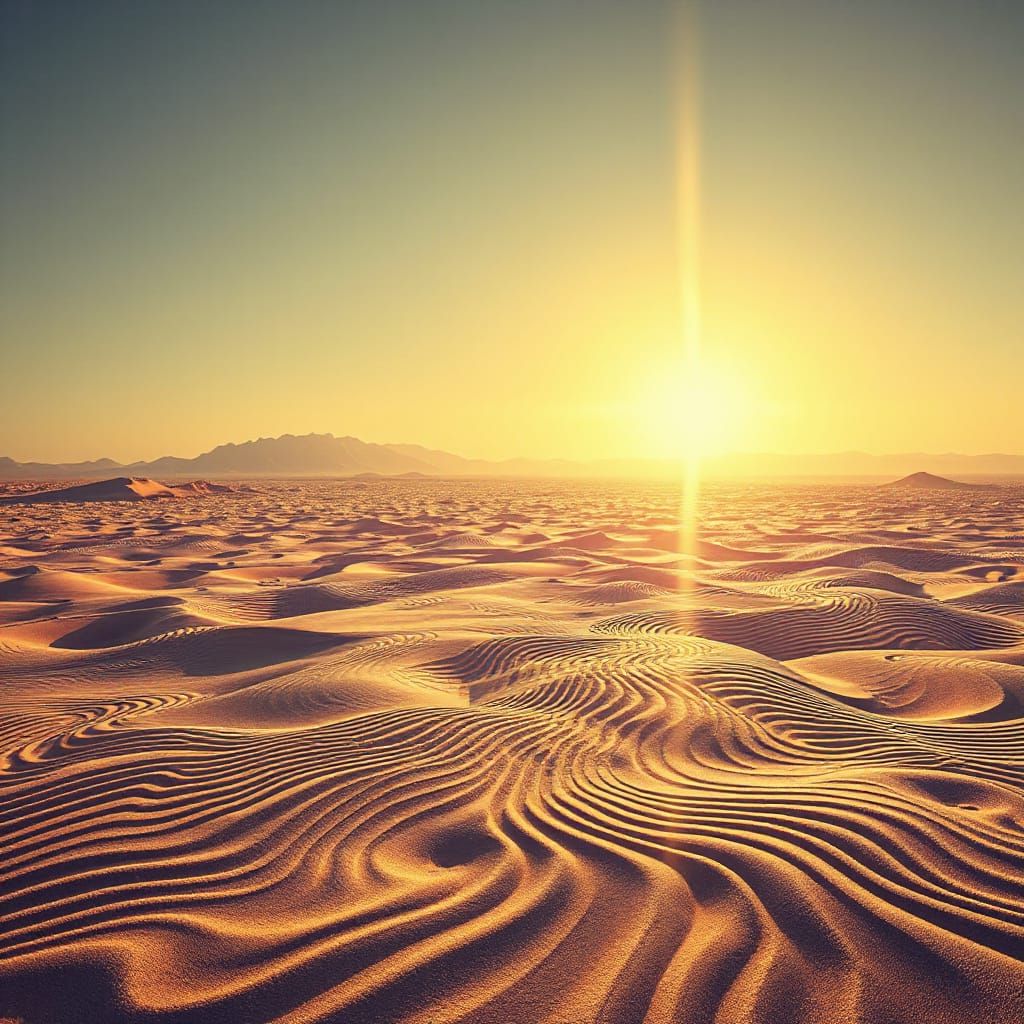 Surreal Desert Mirage with Undulating Waves