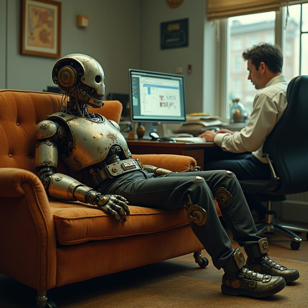 Retro-Futuristic Machine at Rest, Amidst Industrial Futurism