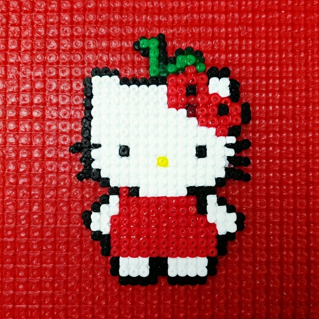 Hello Kitty as a Red Cherry Fuse Bead Art