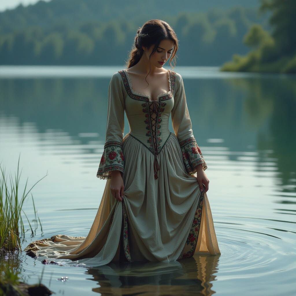 Medieval Woman Prepares to Bathe: Photorealistic 8K