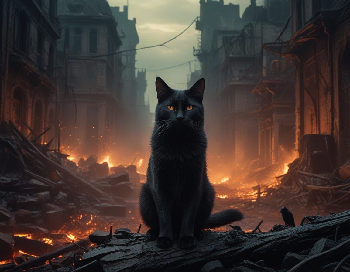 Gritty Post-Apocalyptic Cat Emerges from Ruins in Dark Fanta...