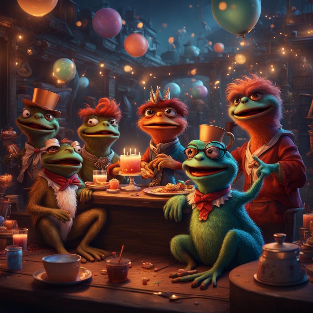 Pepe and Friends Party: Detailed Matte Painting