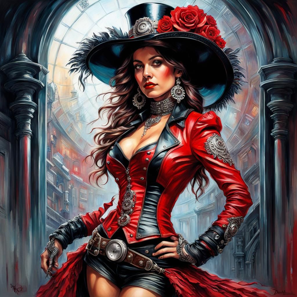 Steampunk Dancer in Detailed Matte Painting Style