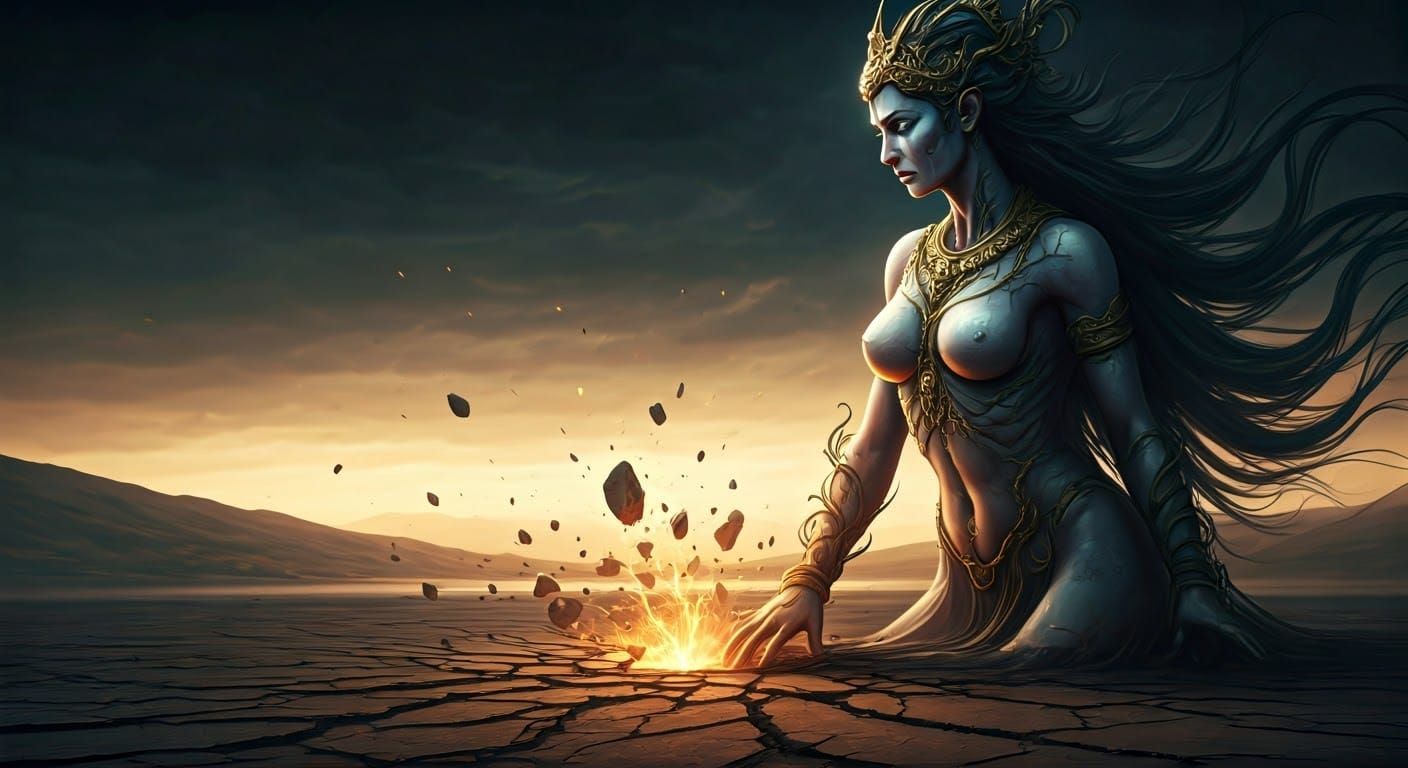 Sorrowful Earth Goddess and Fractured Earth