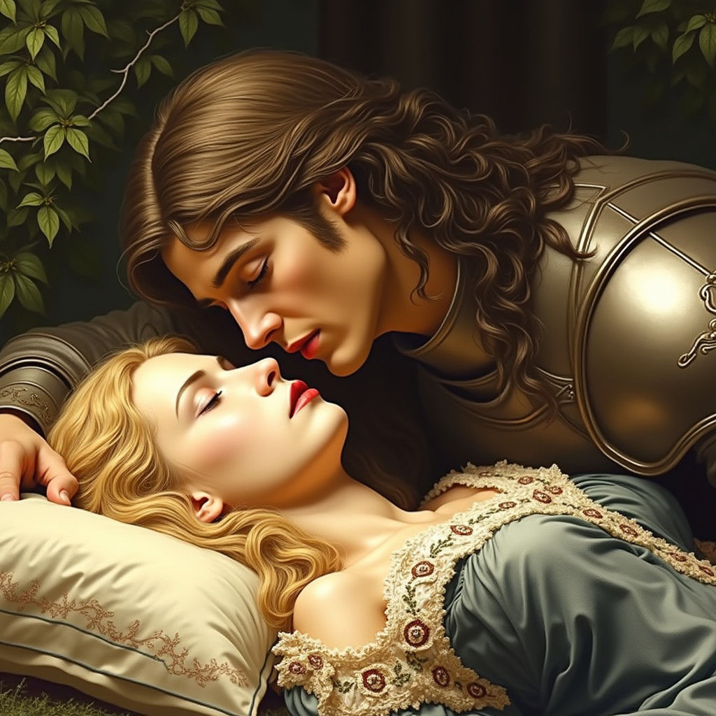 Sleeping Beauty Awakened: A Holbein-Style Oil Painting