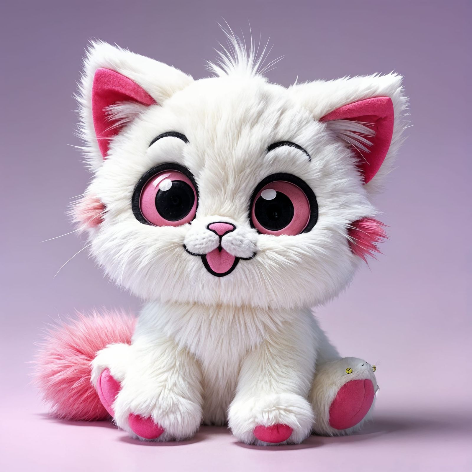Adorable Plush Cat Toy in 3D Digital Art