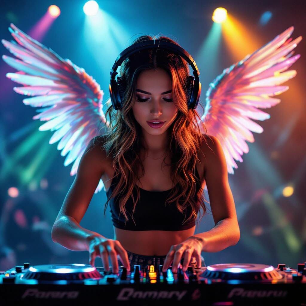 Young Angelic DJ Milena Mixes Music with Dynamic Stage Light...