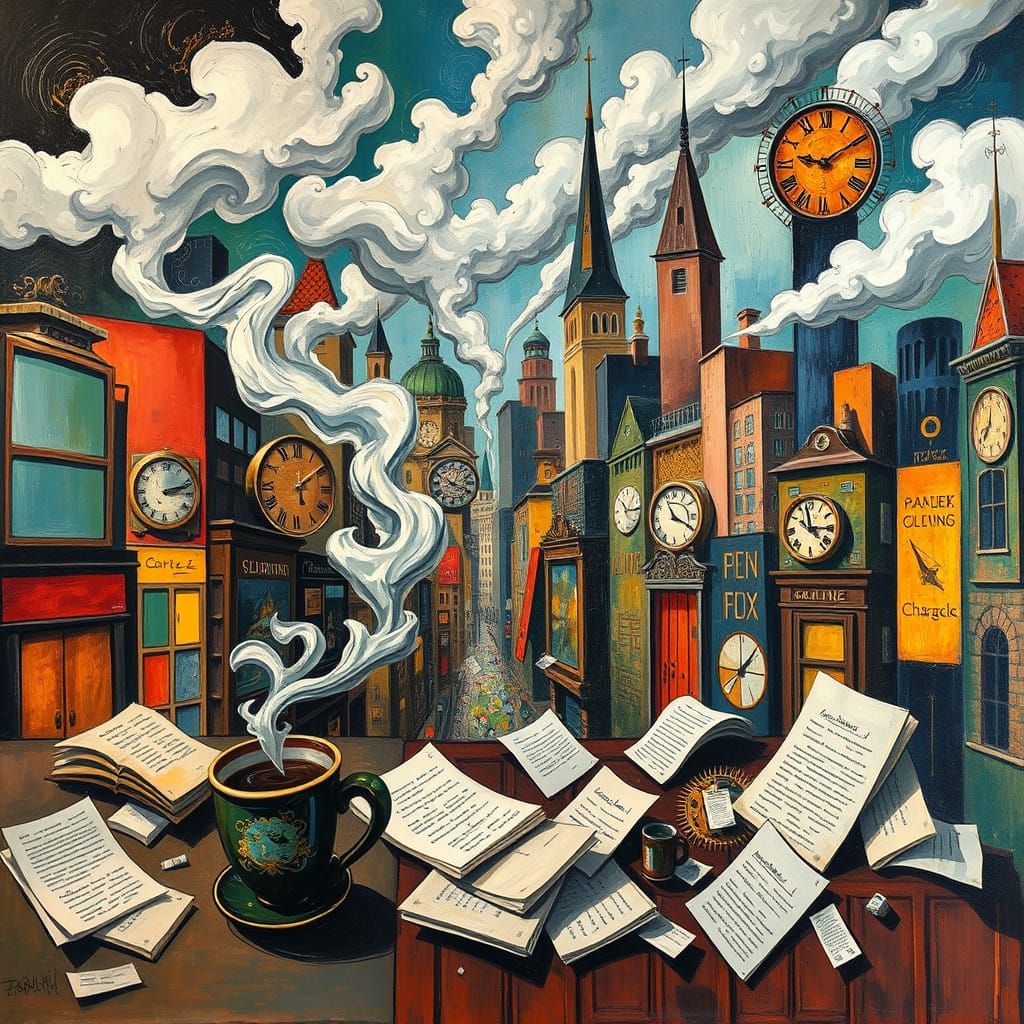 Surrealist City Awakening in Frenetic Abstraction