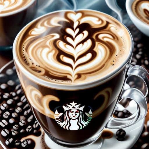 Latte Mocha Coffee in Vibrant Digital Art