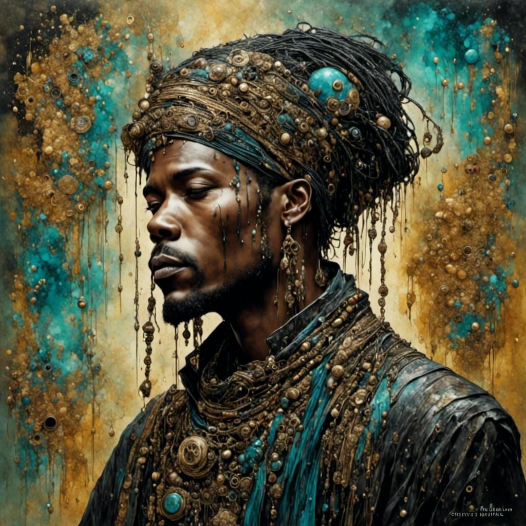 Ethnic Man with Acrylic Texture