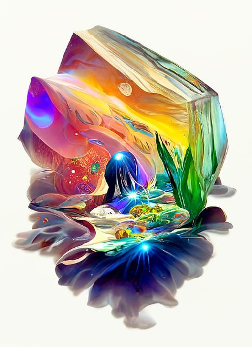 Crystal Ball Reflecting Distant Galaxy in Sci-Fi Style