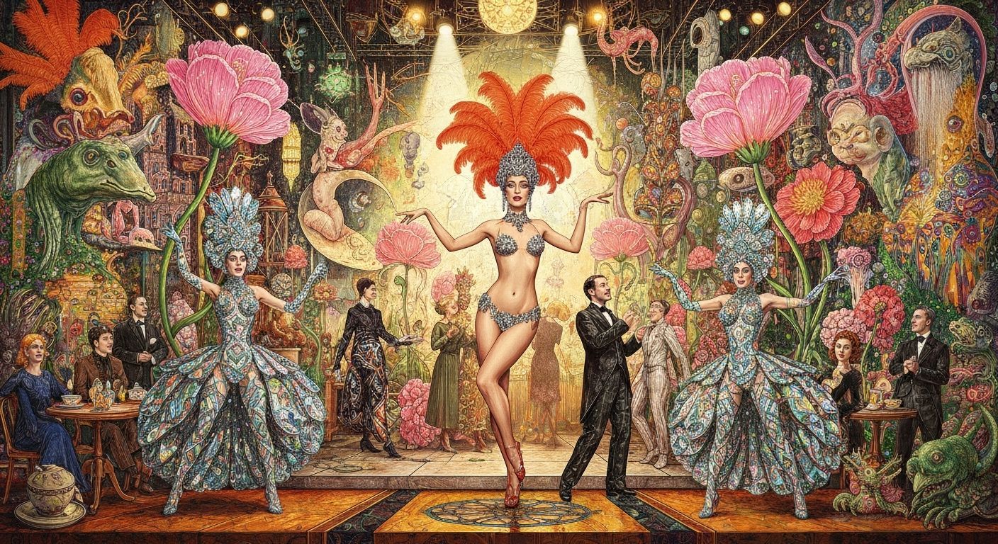 Cabaret Dancer in Sacred Psychedelic Art Style