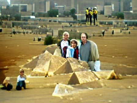 Family at Giza Necropolis Pyramids, Egypt