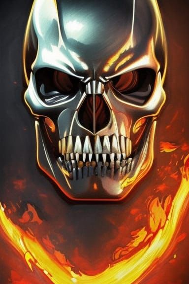 Fiery Metal Wolverine Skull Portrait