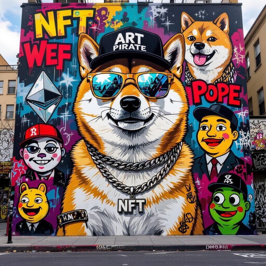 Shiba Inu Street Art Graffiti on Building