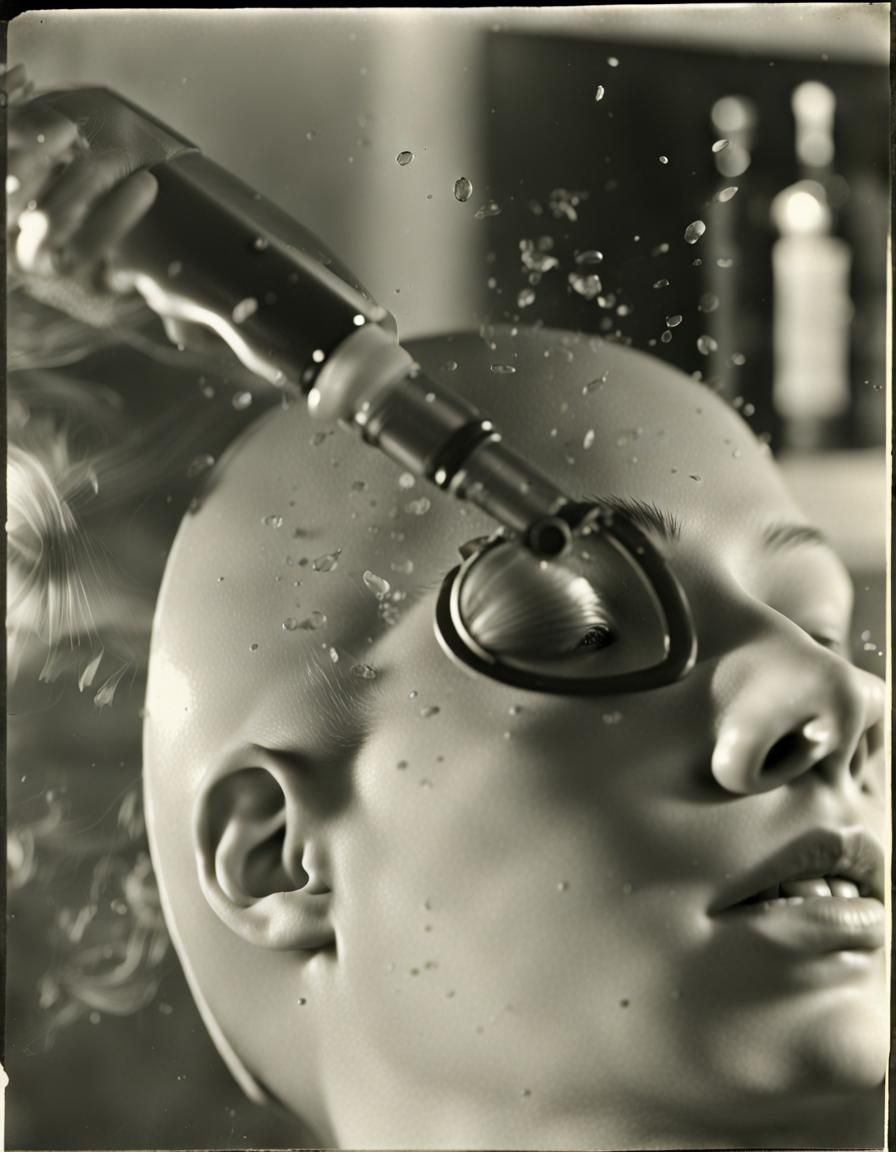 B&W Autopsy Photo of Shaved Head