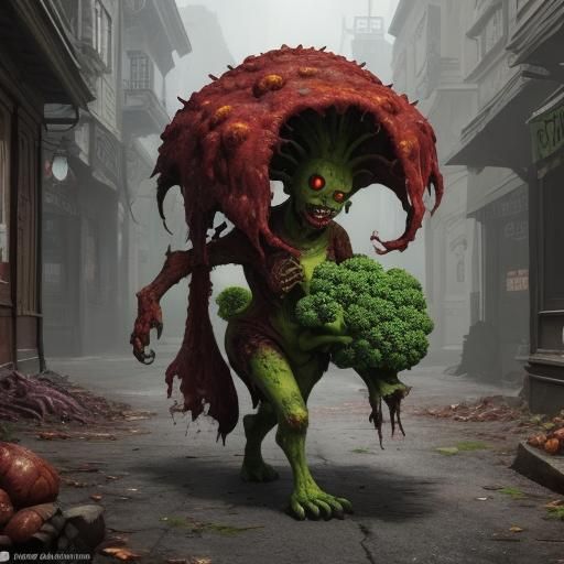 Zombie Broccoli Horde in Claymation Style