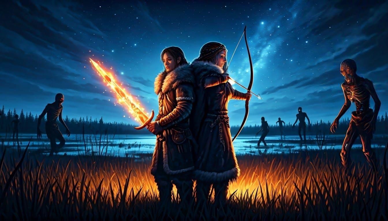 Couple Defends Against Undead in Dark Steppe