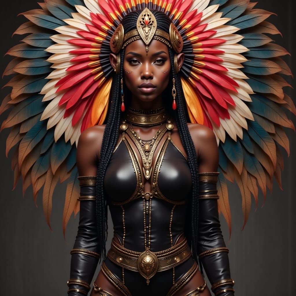 Ethereal Fantasy Portrait of a Strong African Warrior