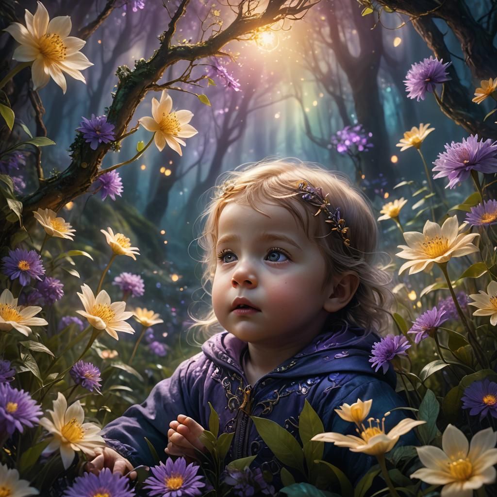 Ethereal Baby in Mystical Forest: Fantasy Concept Art