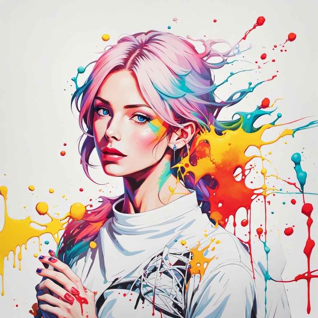 Nintendo Switch Girl in Anime Cyberpunk Style