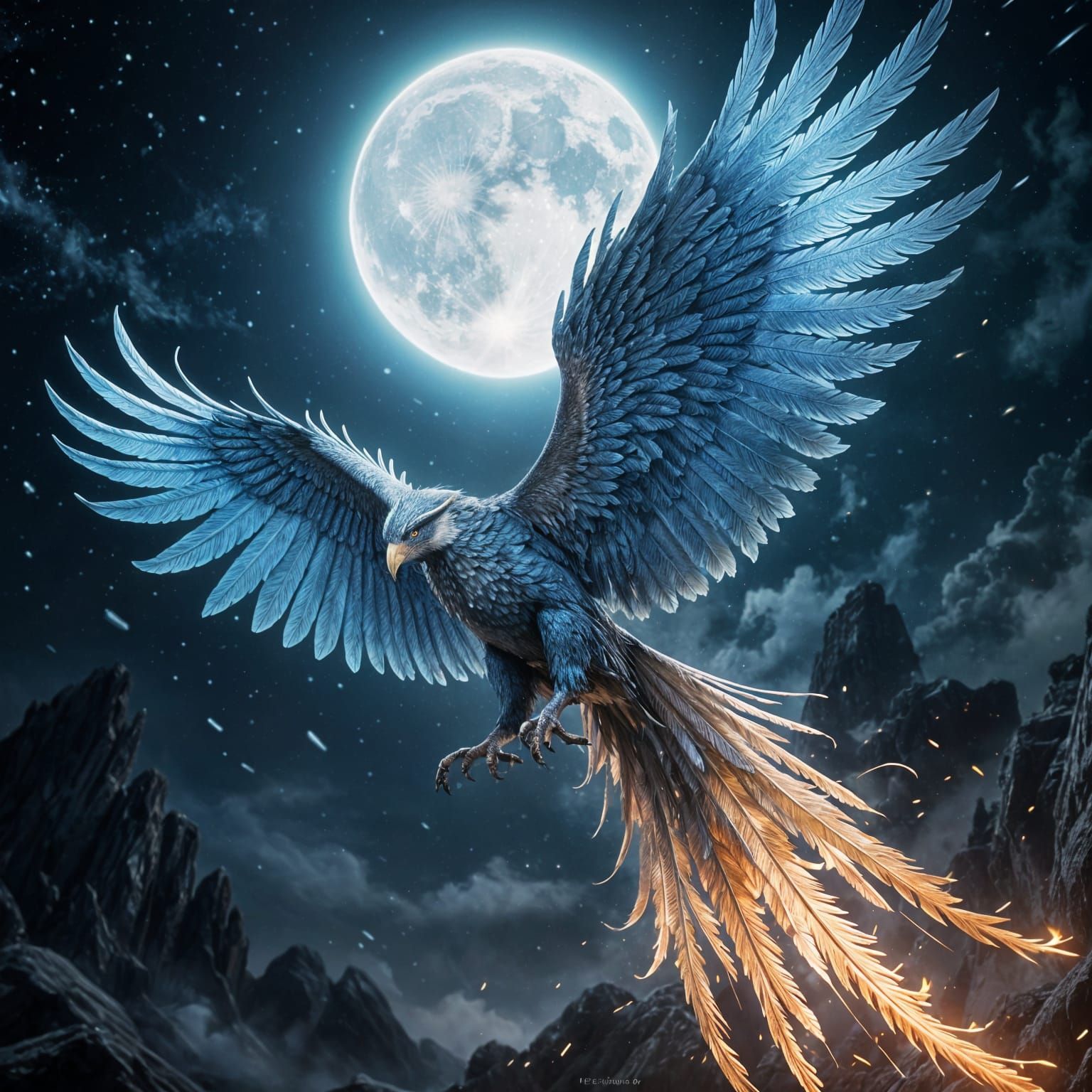 Majestic Lunar Phoenix in Celestial Descent