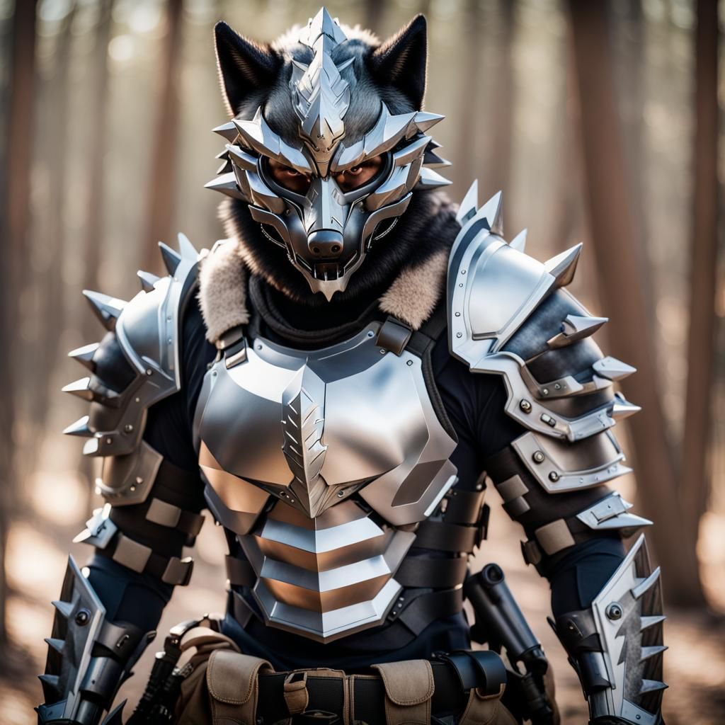 Monster Hunter in Tactical Gear with Wolf Mask