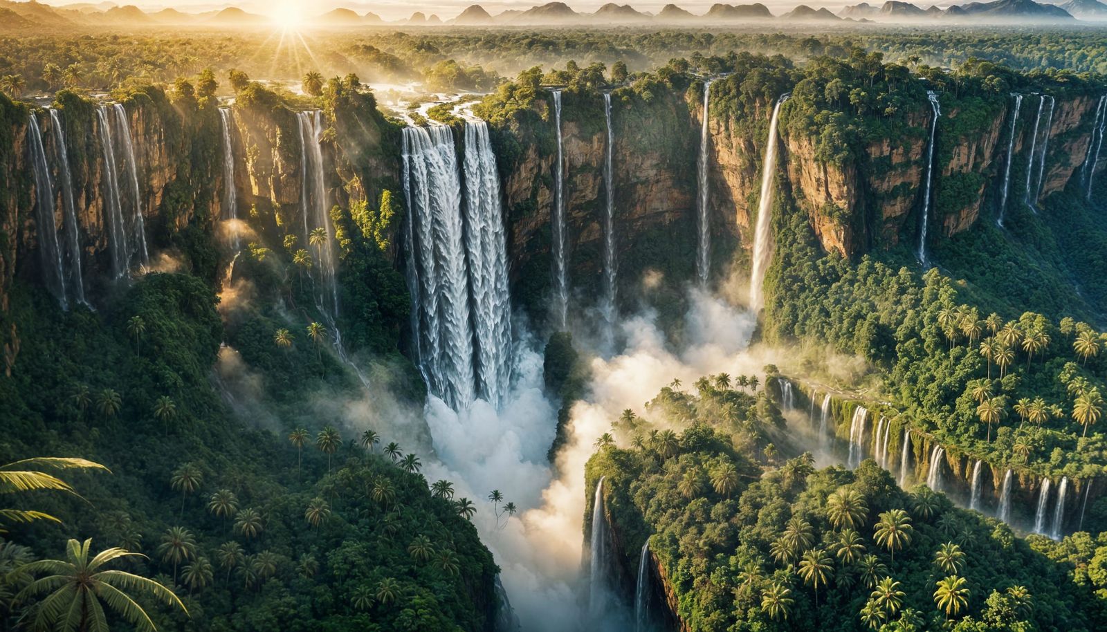 Epic Jungle Waterfall in Golden Light