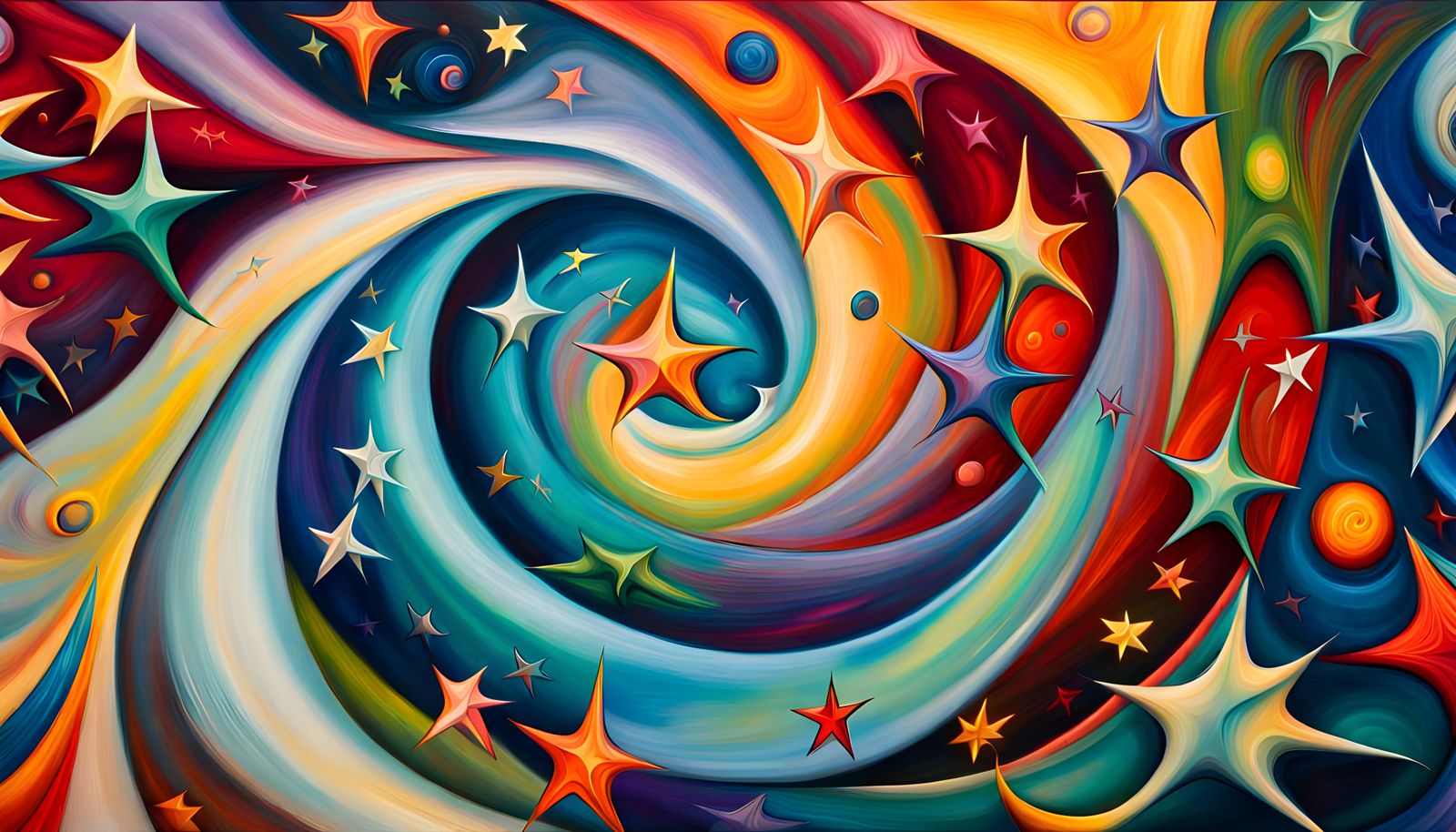 Swirling Stars in Deep 3D Impasto Oil Style