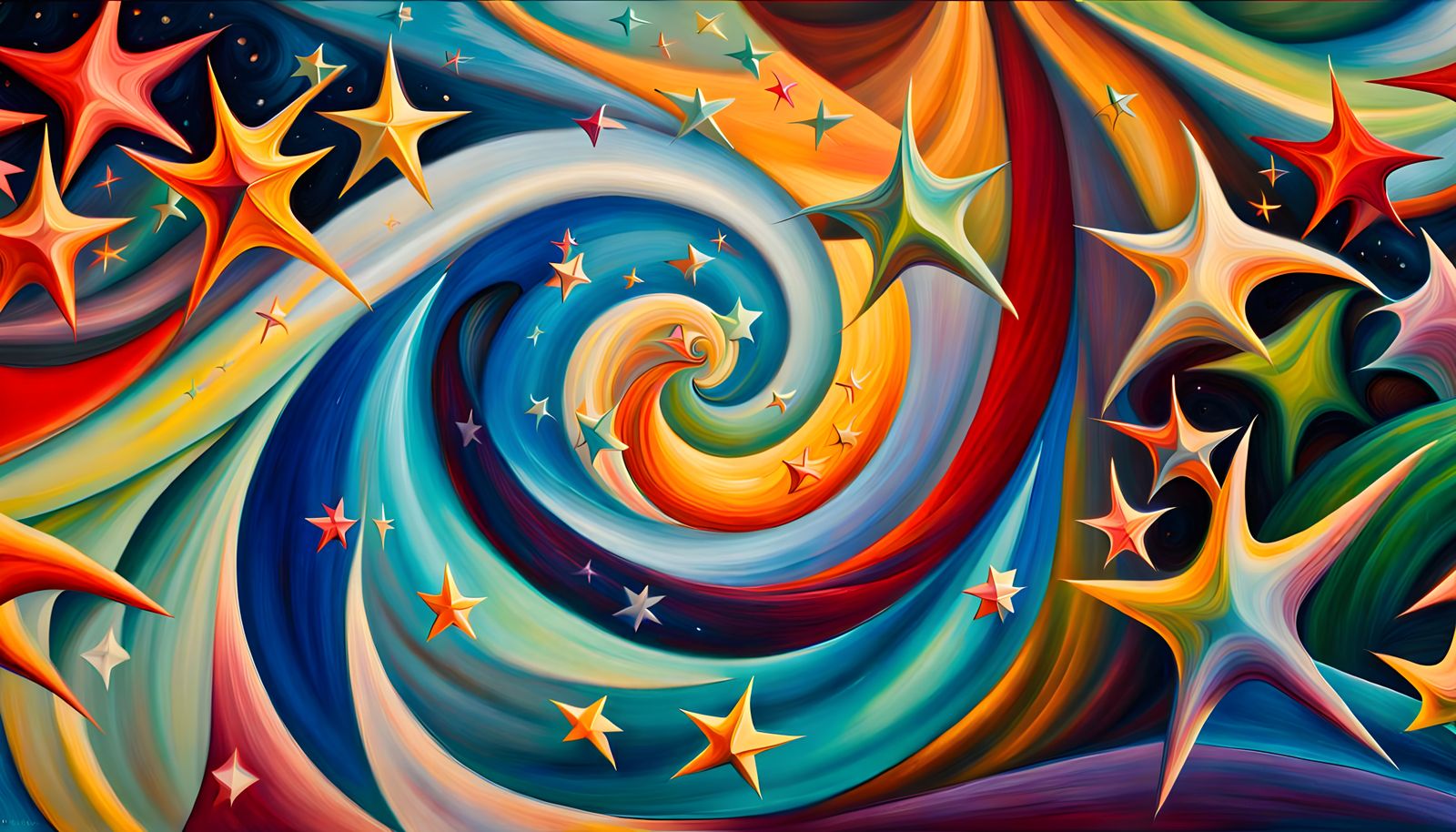 Stellar Vortex in Impasto Oil Paint Style