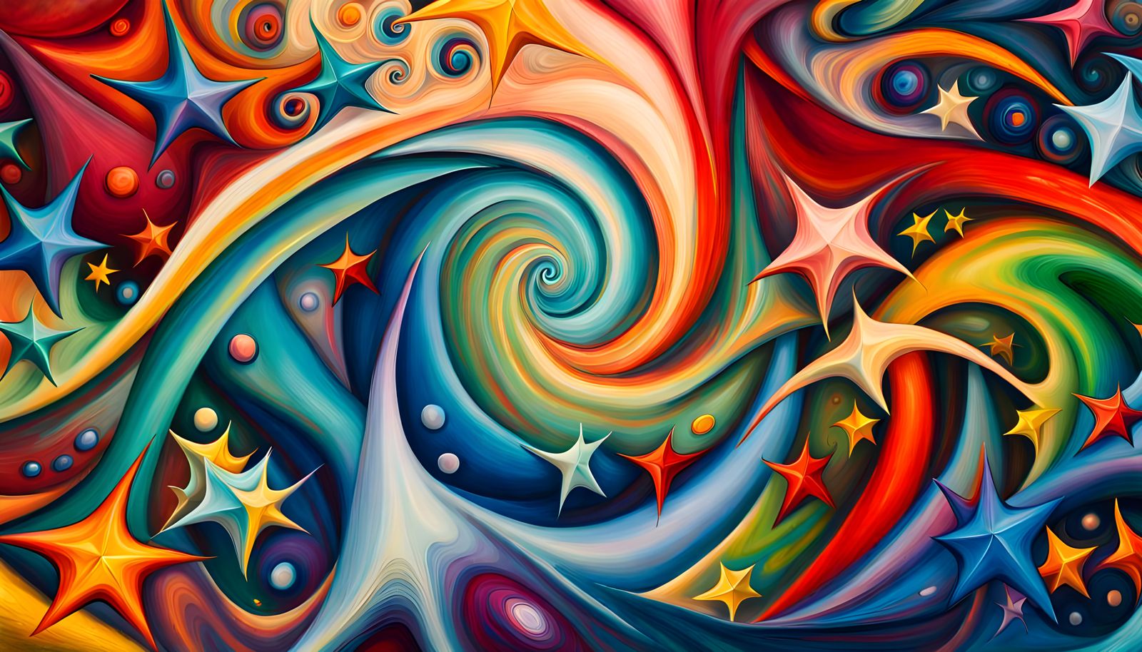 Stellar Vortex: 3D Star Cluster in Impasto Oil Style