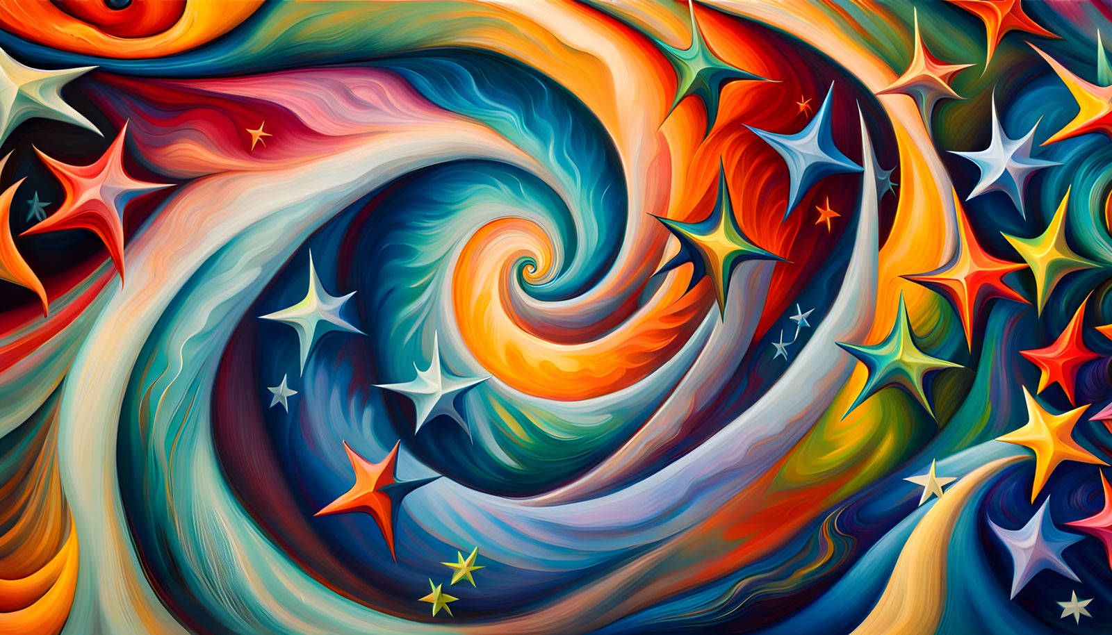 Swirling Stars in Deep 3D Impasto Painting