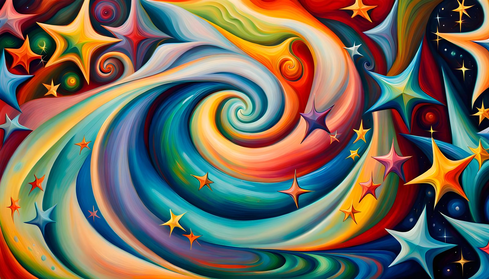 Swirling Stars in Deep Space: Impasto Oil Style