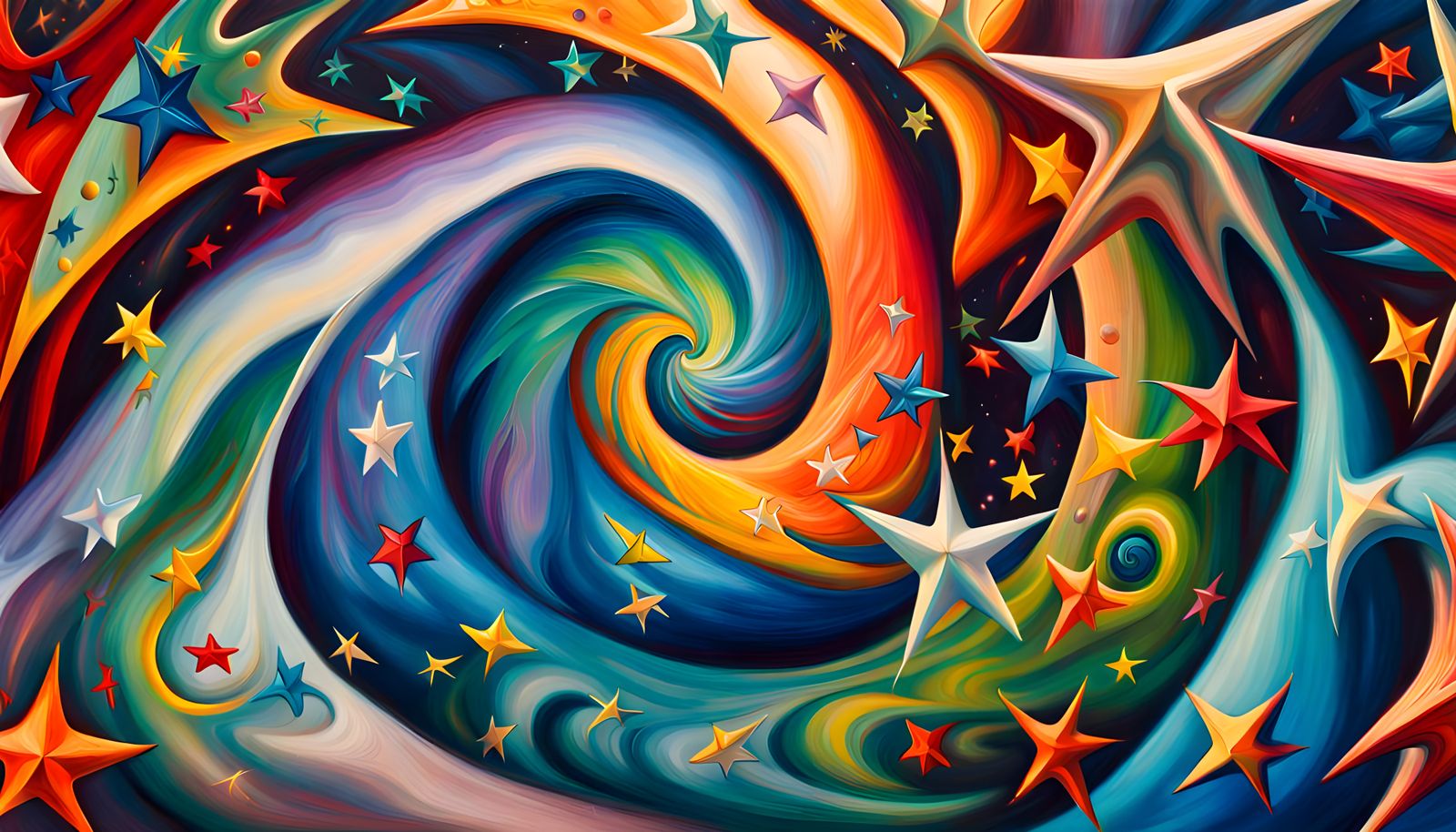Swirling Stars in Deep 3D Impasto Painting