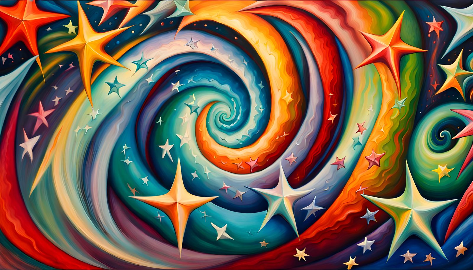 Stellar Vortex: Abstract Impasto Oil Painting