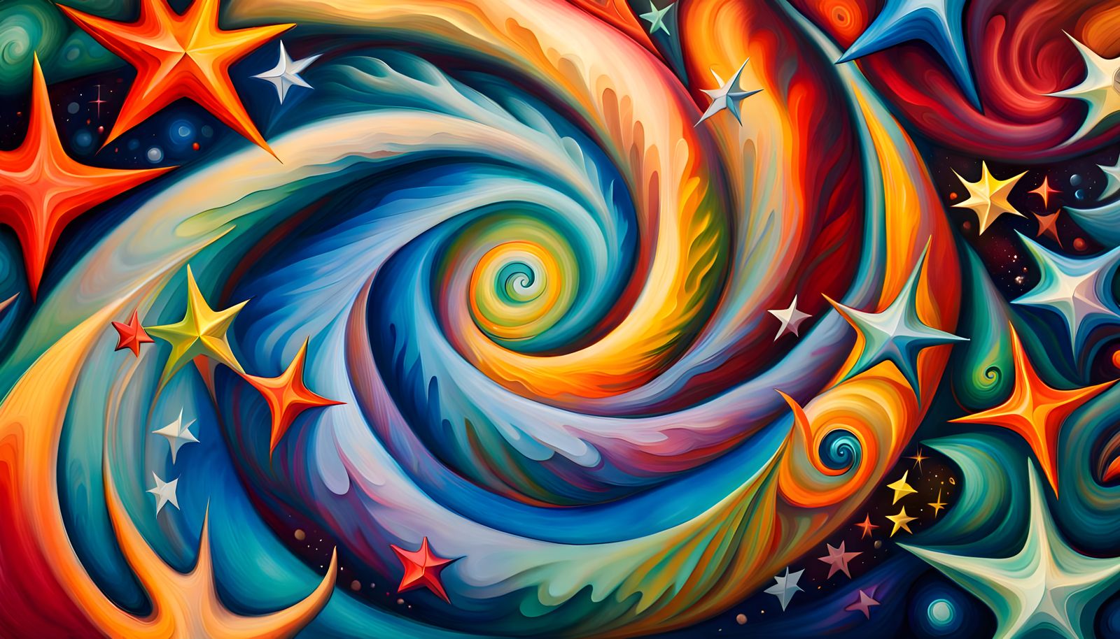 Vivid Stellar Vortex in Impasto Oil Style