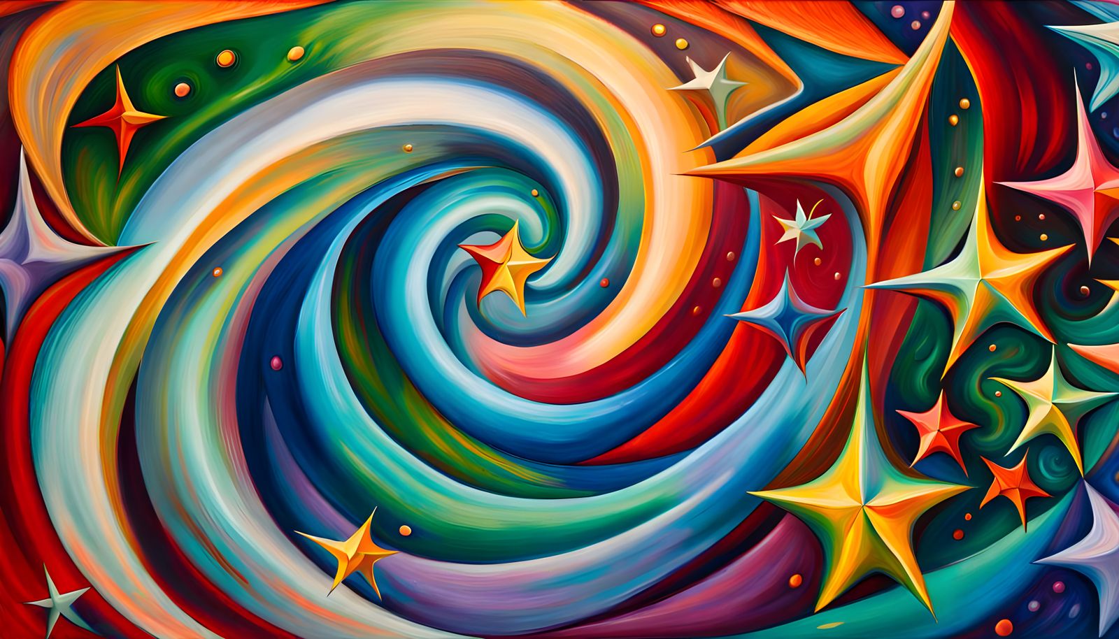 Stellar Vortex: Vivid Impasto Oil Painting