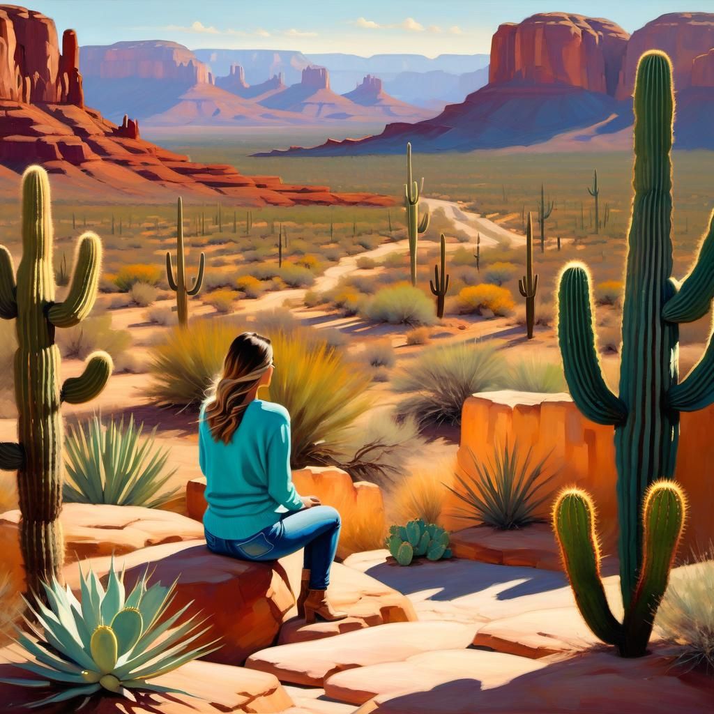 Arizona Desert Landscape Painting in Southwestern Style
