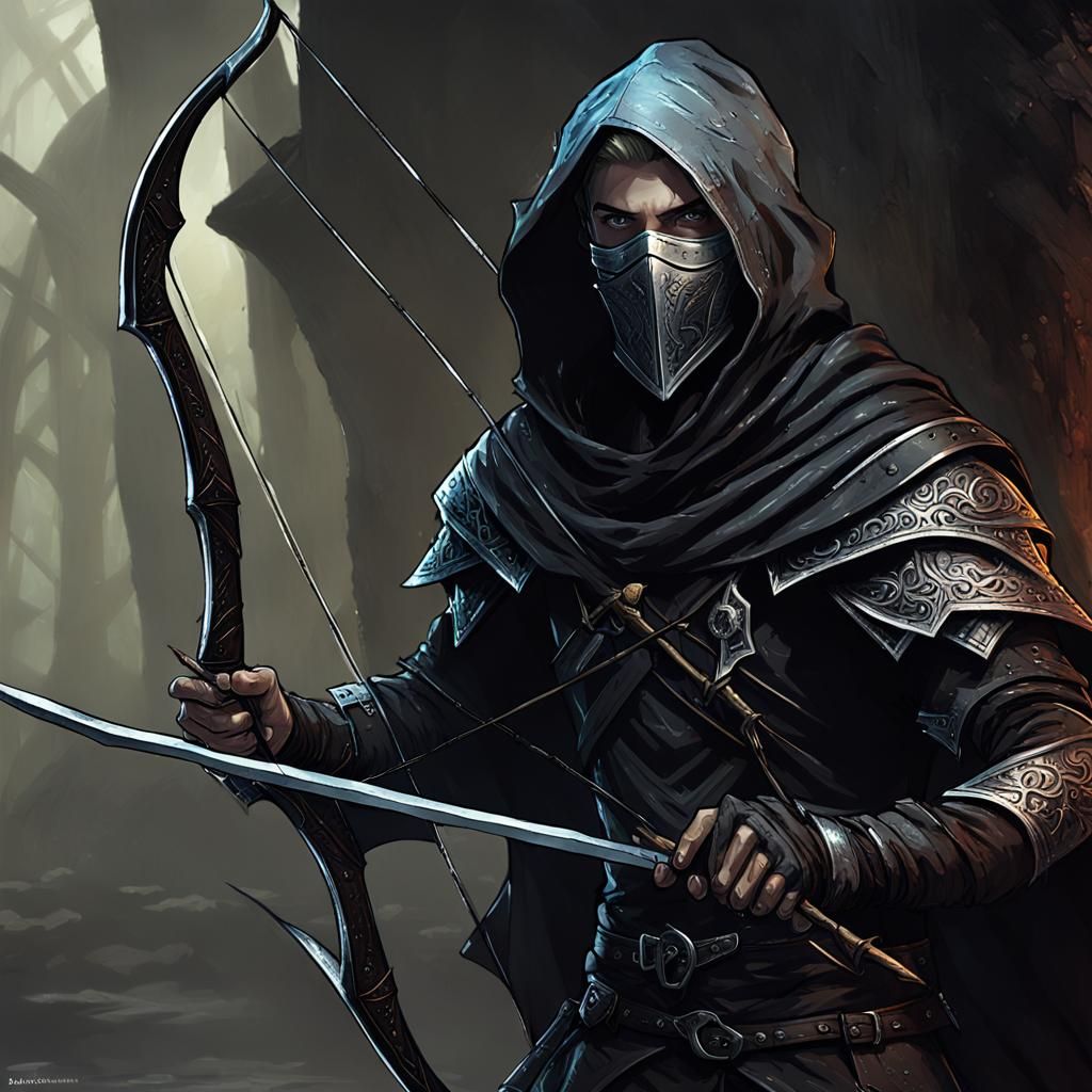 Dark Elf Ranger in Shadows: A D&D Matte Painting