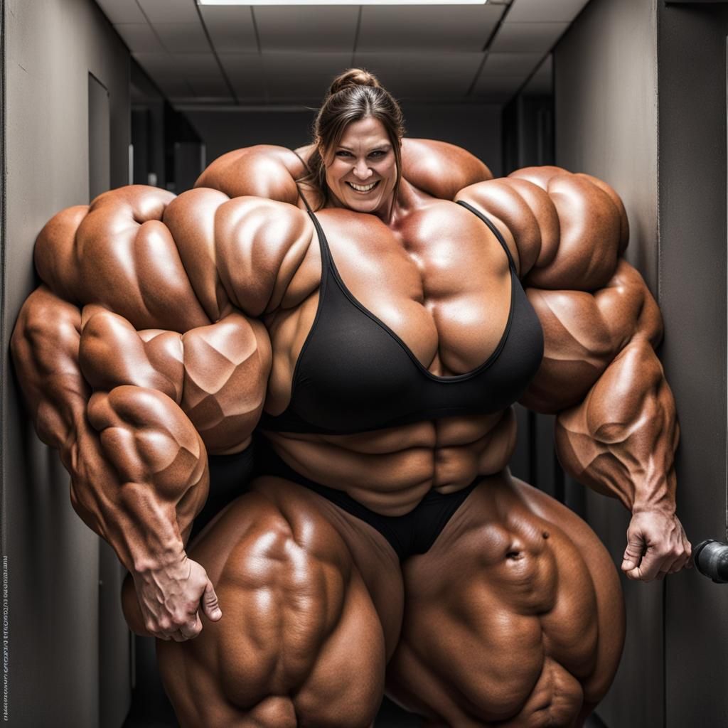Comically Muscular Woman with Exaggerated Physique