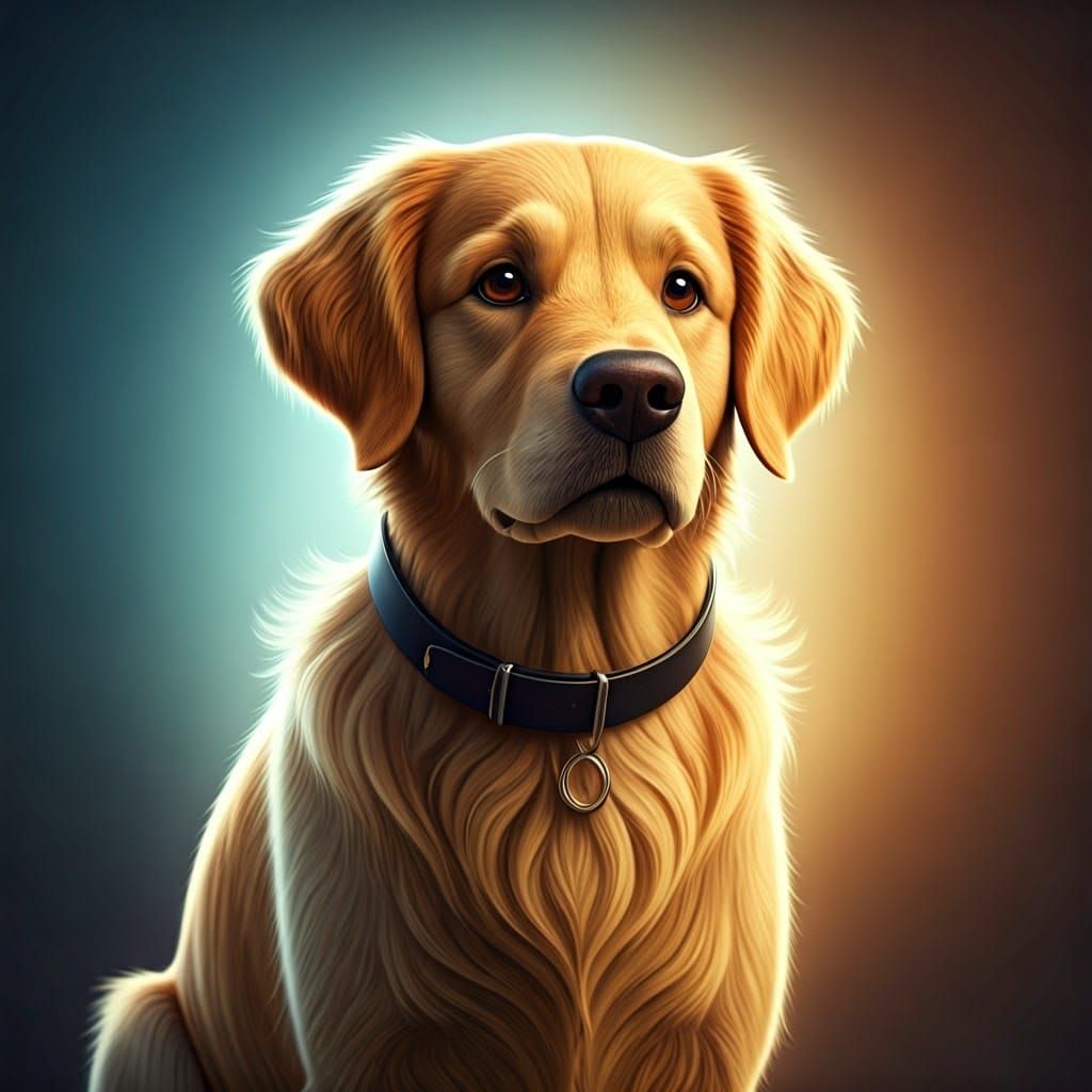 Heroic Golden Retriever in Vibrant 3D Environment