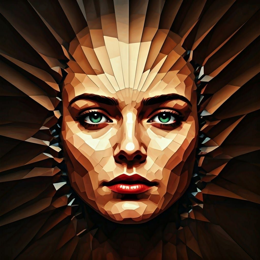 Abstract Ego Fragmentation in Vibrant Geometric Shapes