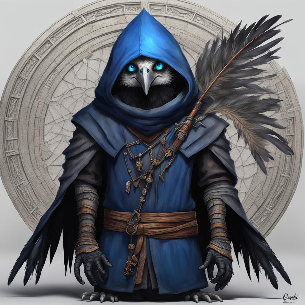 Kenku Monk Character Art in Detailed Matte Painting
