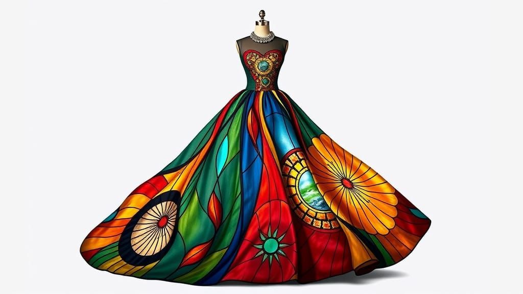 Luxurious Stained Glass Gown in Jewel Tones
